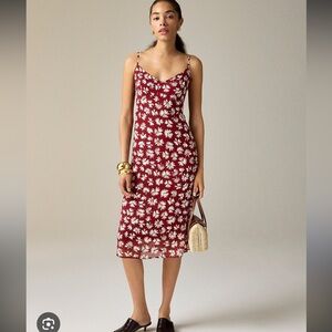 J. Crew Burgundy Floral Midi Dress